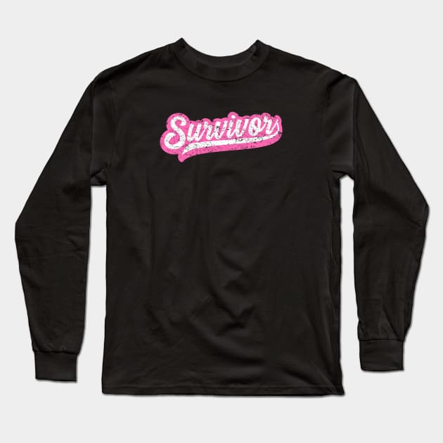 Breast Cancer Survivor - Retro Grunge Style Long Sleeve T-Shirt by jpmariano